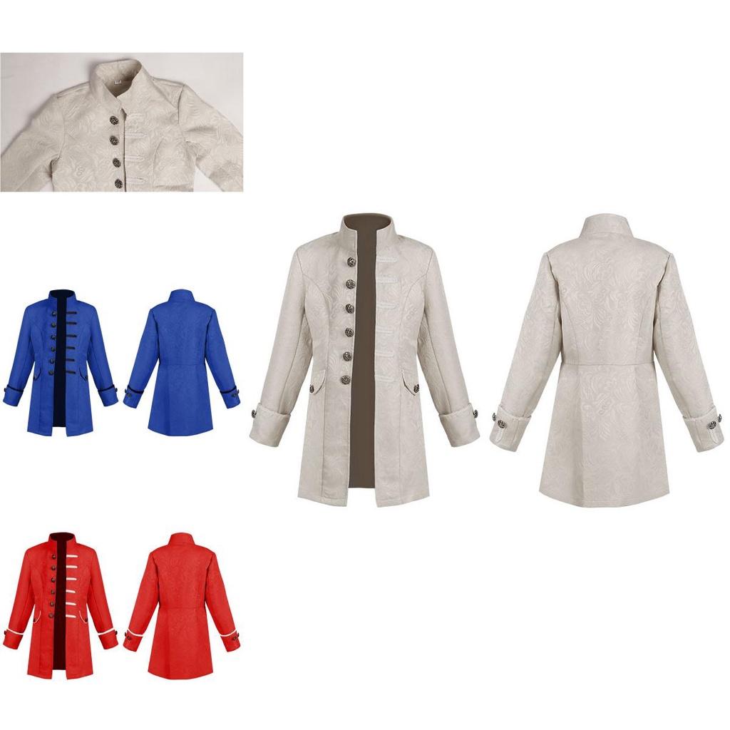 Cappotto Formale Trendy Steampunk Retro per Ragazzo in tinta unita alla moda Stile Europeo Americano Colletto alla Coreana