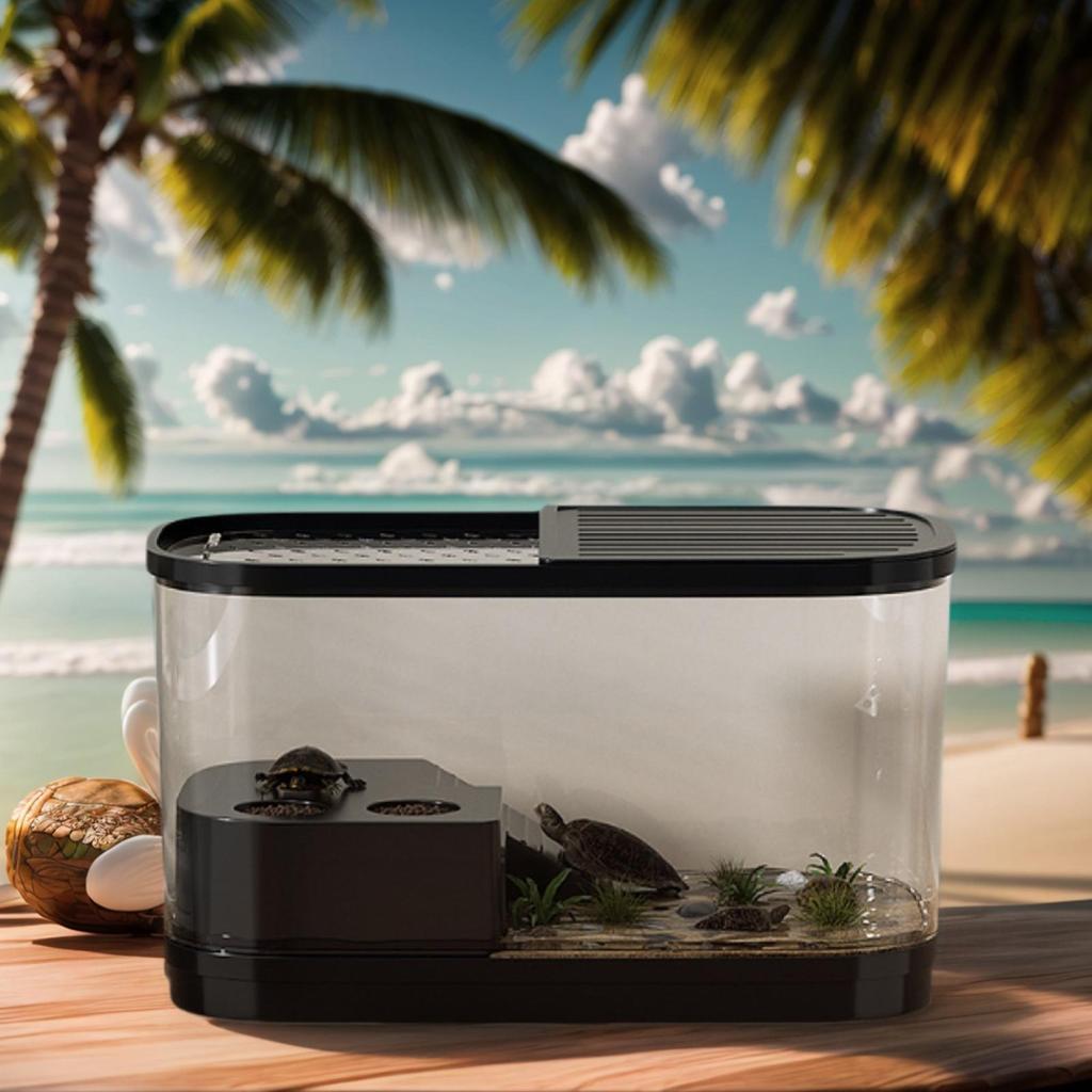 Turtle Tank With A Platforms And Drainage Desktop Tortoise Aquarium Reptile Enclosure Terrarium Pet Aquarium Prevent Escaping
