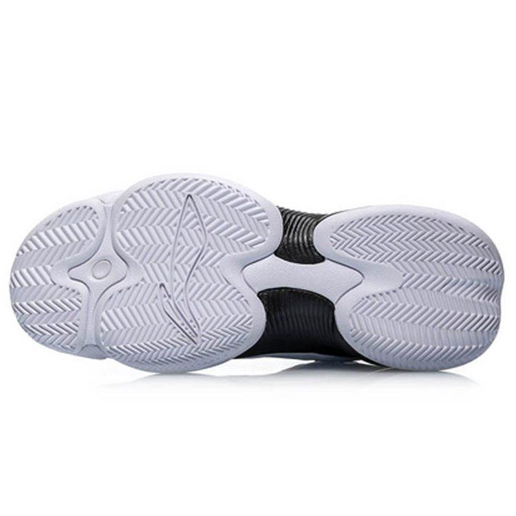 Li Ning CF Cushioning Slip Resistant Abrasion Resistant Mid Top Vintage Basketball Shoes Black White ABAP111-1