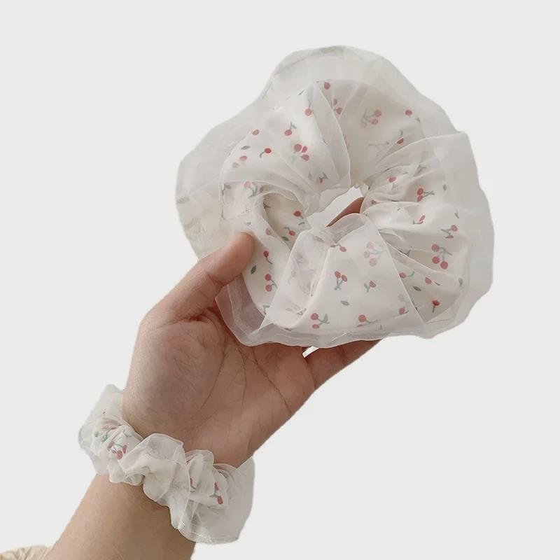 Doppellagiges Dickdarm-Haarband aus Kirschnetz – süßes Stirnband im Xia Sen-Stil für Frauen