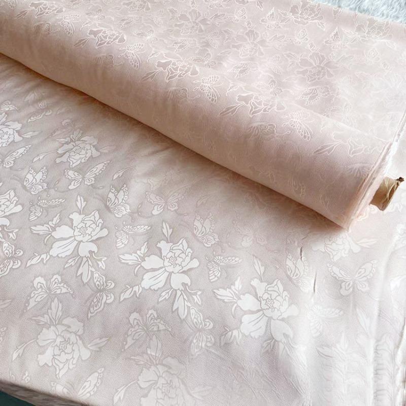 Breathable Mulberry Silk Jacquard Fabric Hollow Flower Luo Silk Fabric for Sewing Traditional Chinese Dress Cheongsam Clothes