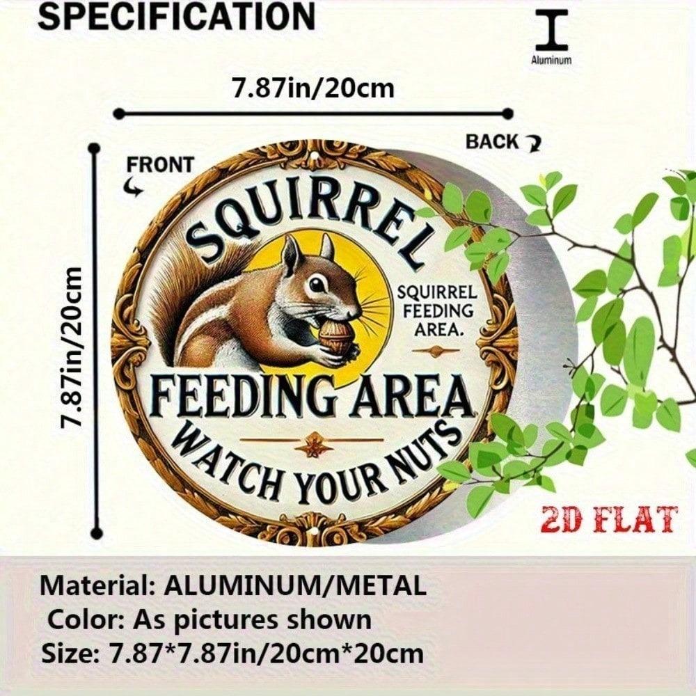 Vintage Metal Tin Sign Funny Garden Decor Squirrel Warning Durable Outdoor Plaque
