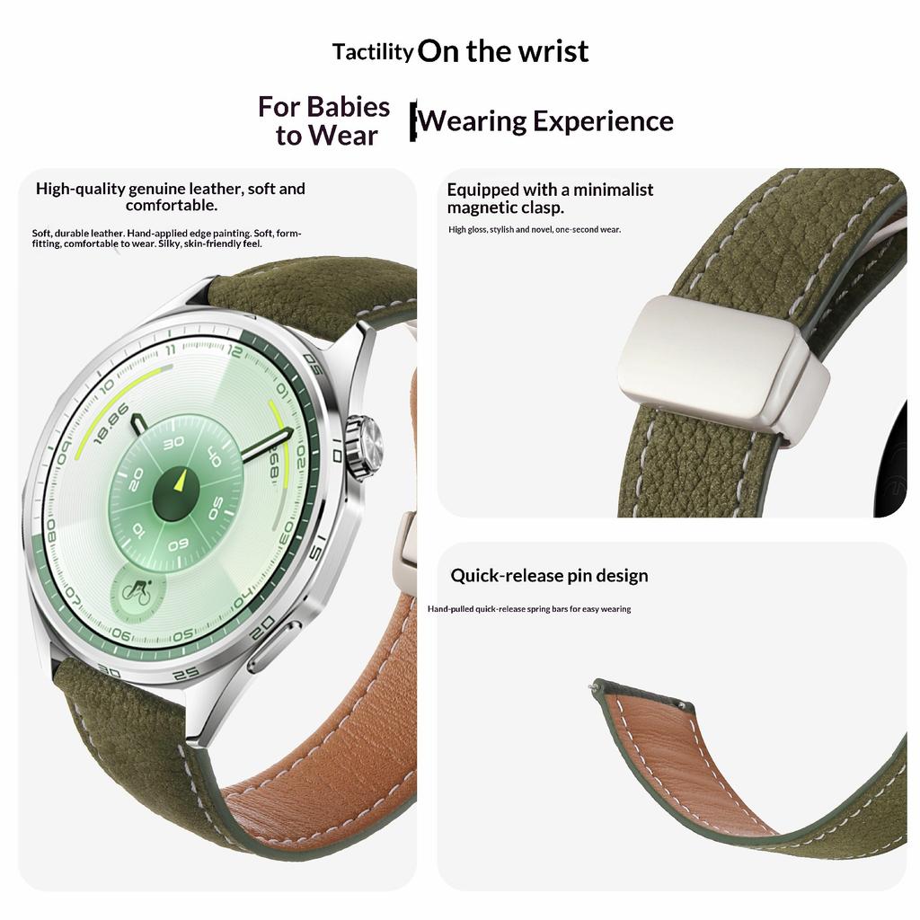 22-мм магнітна застібка Ремінець для годинника Huawei Watch GT 6/5/5 Pro/4 46 мм Масляниста воскова текстура лічі Натуральна шкіра