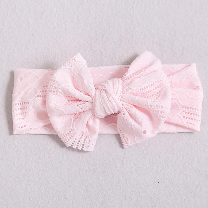 Hollow Bow Baby Headband Solid Color Nylon Elastic Wide Hairbands 0-2Year Boy Girl Bowknot Headdress Kids Hair Accessories