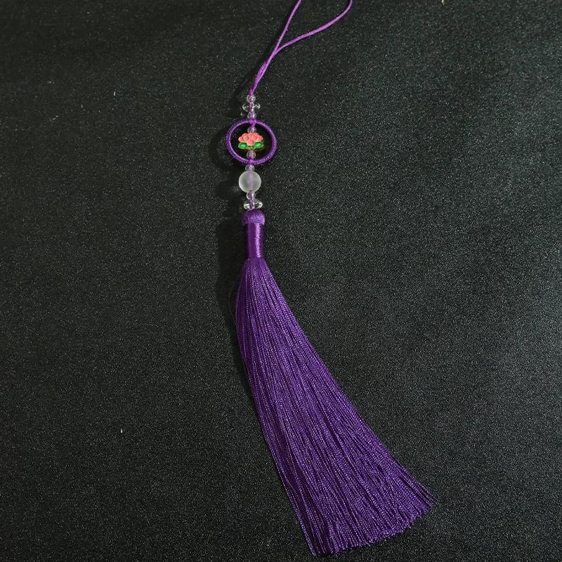 

2PC 15cm Handmade Soft Tassels Lotus Pendant Jade Leaves Tassel with Loops for Jewelry Making DIY Projects Bookmarks 2pc фиолетовый