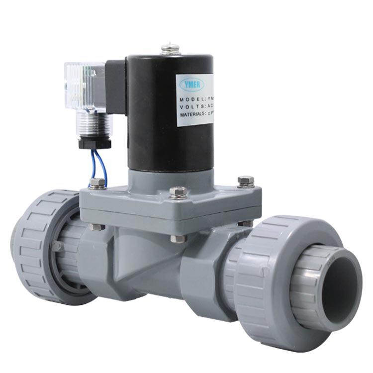 4/6/1-Inch Normally Closed Strong Acid/Alkali Solenoid Valve, Double Union CPVC Plastic Quick Connect