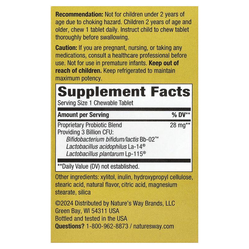 Primadophilus®, Kids Probiotic Chewable, Ages 2+, Orange, 3 Billion CFU, 30 Chewable Tablets