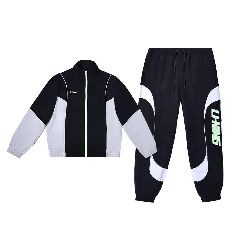 

Набір спортивного одягу Li-Ning для активного відпочинку: куртка зі стійкою та повсякденні спортивні штани, чорно-сірий, унісекс YJDU051-2 YYKU155-3 XXXXL