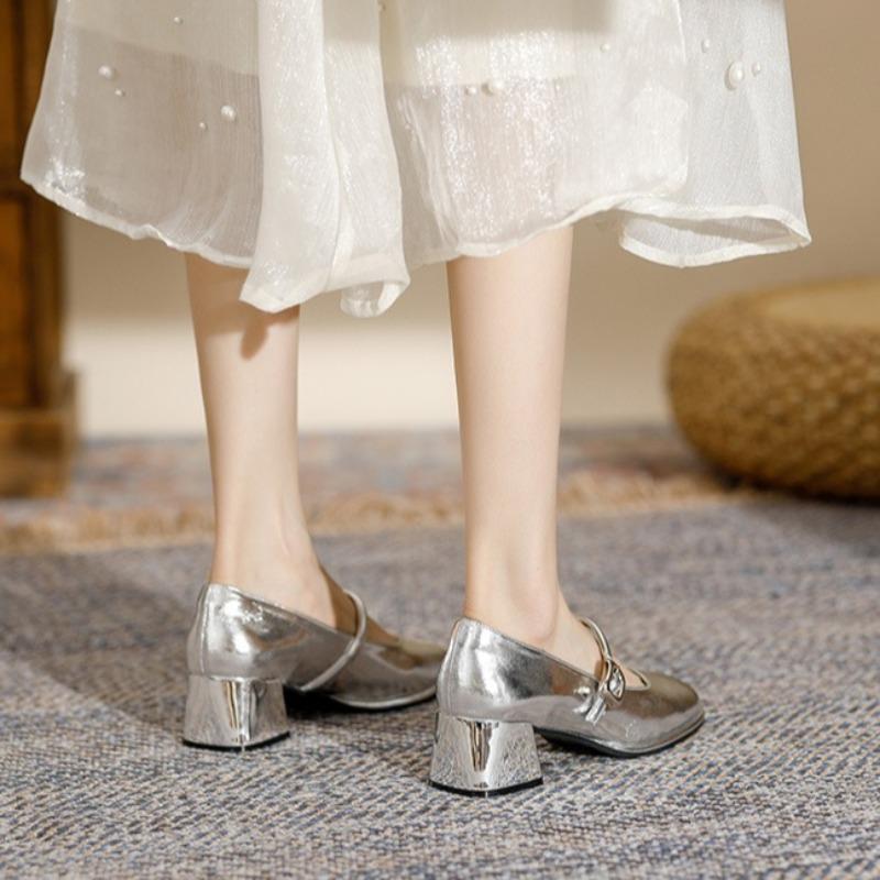 Fashion New High Heel Leather Shoes Shallow Mouth Sexy Pump Sandals Ladies Mary Jane 2025 Spring Crossdressers