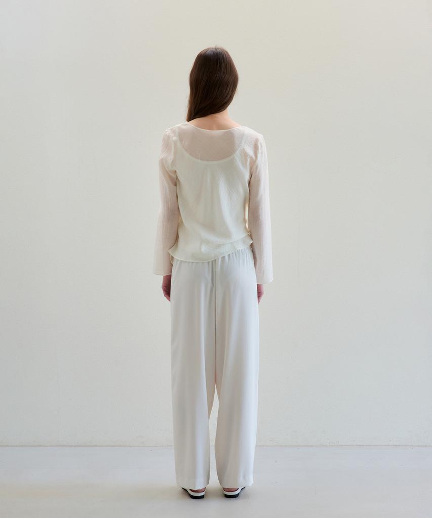The Ello Flowy Banding Slacks (Ivory)