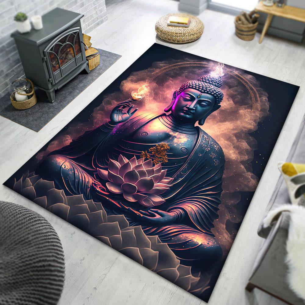 

1pc Buddha Pattern Carpet, Area Rug For Living Room Bedroom Room Bed Chair Non-slip Outdoor Floor Mat Home Room Decoration 60cm by 90cm