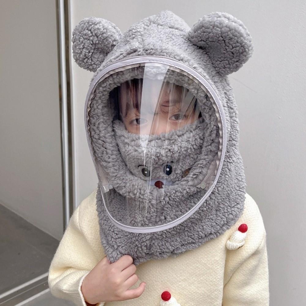 Plush Integrated Hat Mask Thickened Windproof Mask Cap Winter Warm Full Face Mask Hat for Kids