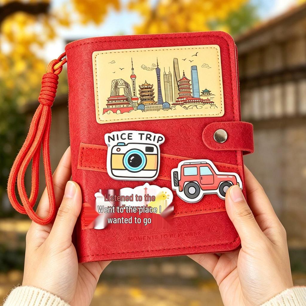 China Tourist City Travel Stamp Collection Album - Blank Souvenir Felt Journal
