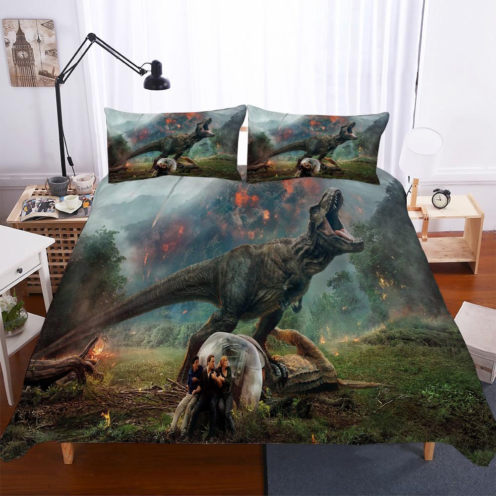 Bedclothes Wholesale Bedding-set-3d HD Animal Dinosaur Eyes Duvet Cover Set Dark Green Bedding Cover Dinosaur Bedset High-grade