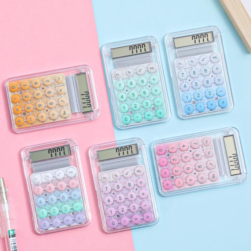 Macaron Mini Calculator Color Small Portable Transparent Student Supplies Office