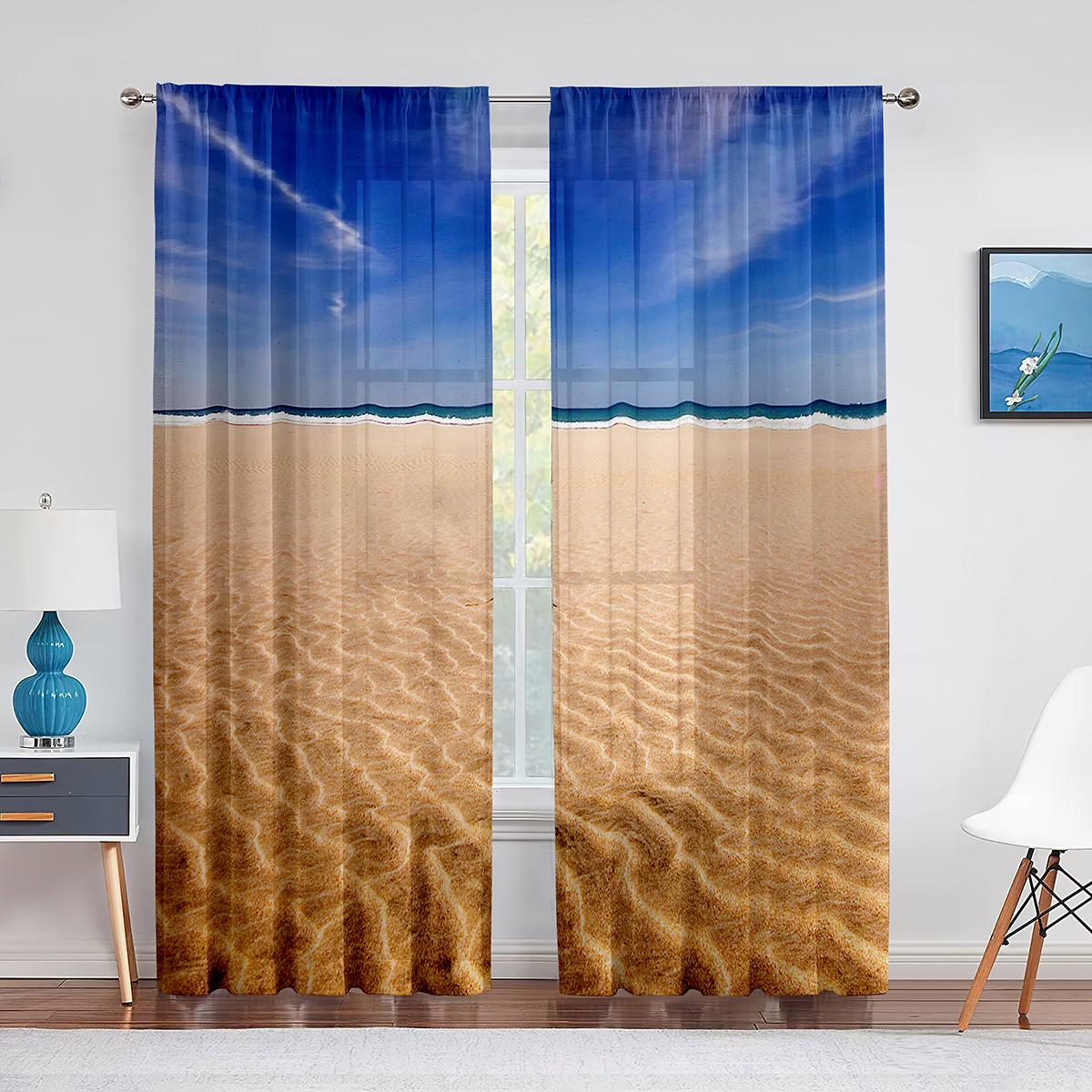 Океан Морской пейзаж Пляж Летний отдых Тема Тюль Шторы для гостиной Спальня Украшения — фото 10