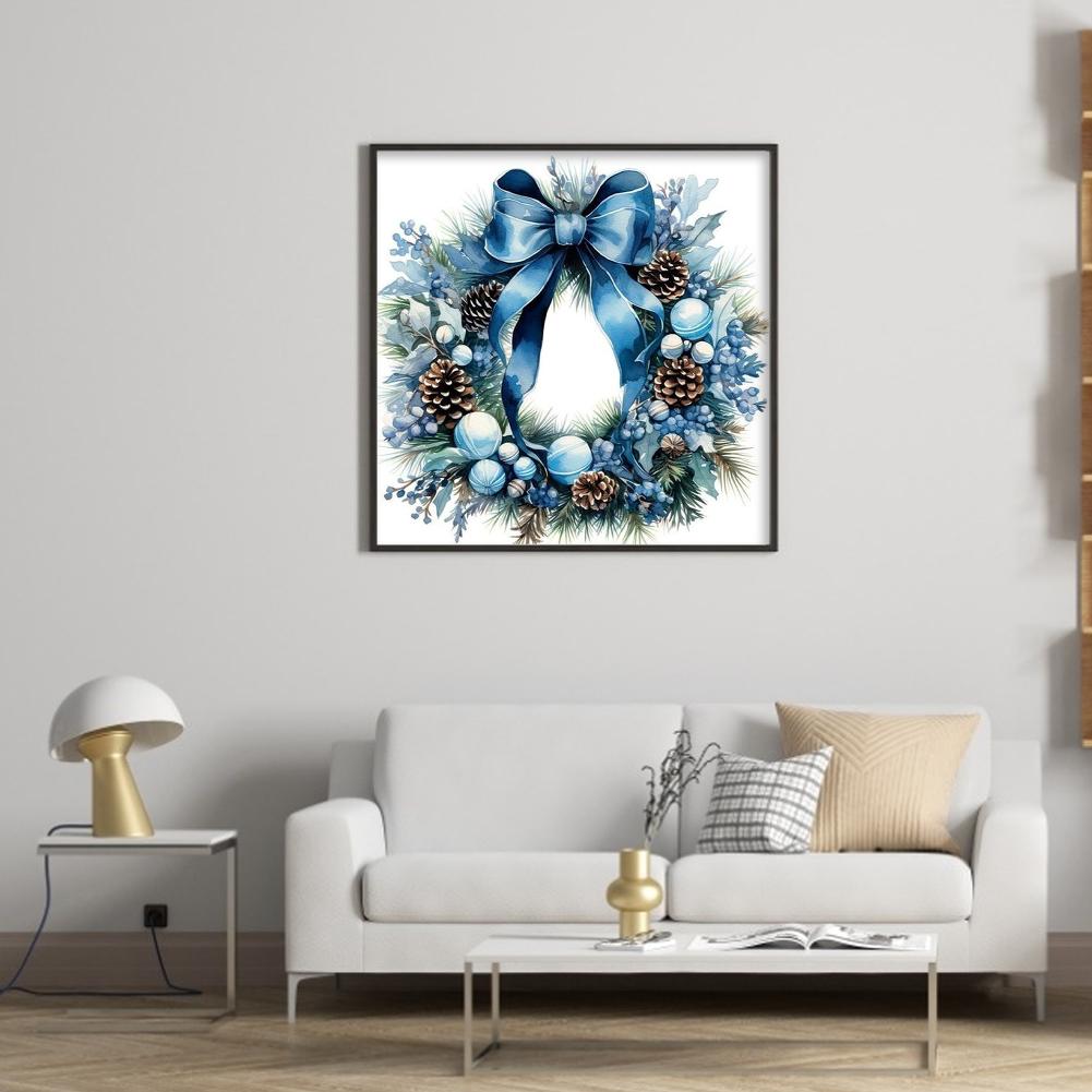 Full Embroidery Eco-cotton Thread 11CT Counted Xmas Wreath Cross Stitch Kit Art