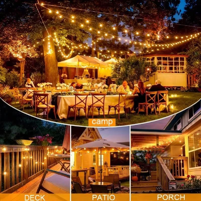 10/16/24 Bulbs Solar String Lights Outdoor Vintage Rope 8 Lighting Modes Garden Lights for Patio Balcony Yard Decor Waterproof and Durable