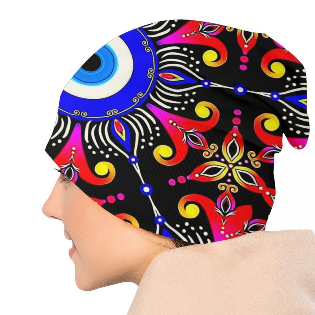 Mediterranean Evil Eye Skullies Beanies Caps Hip Hop Winter Warm Knitted Hat Adult Unisex Turkish Amulet Culture Bonnet Hats