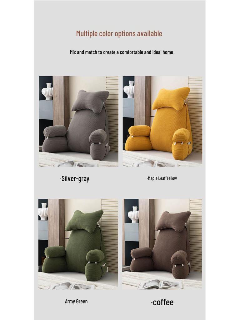 Corduroy Headboard Cushion: Soft Upholstered Lumbar Support & Neck Protection Pillow for Reading in Bed or Dorm