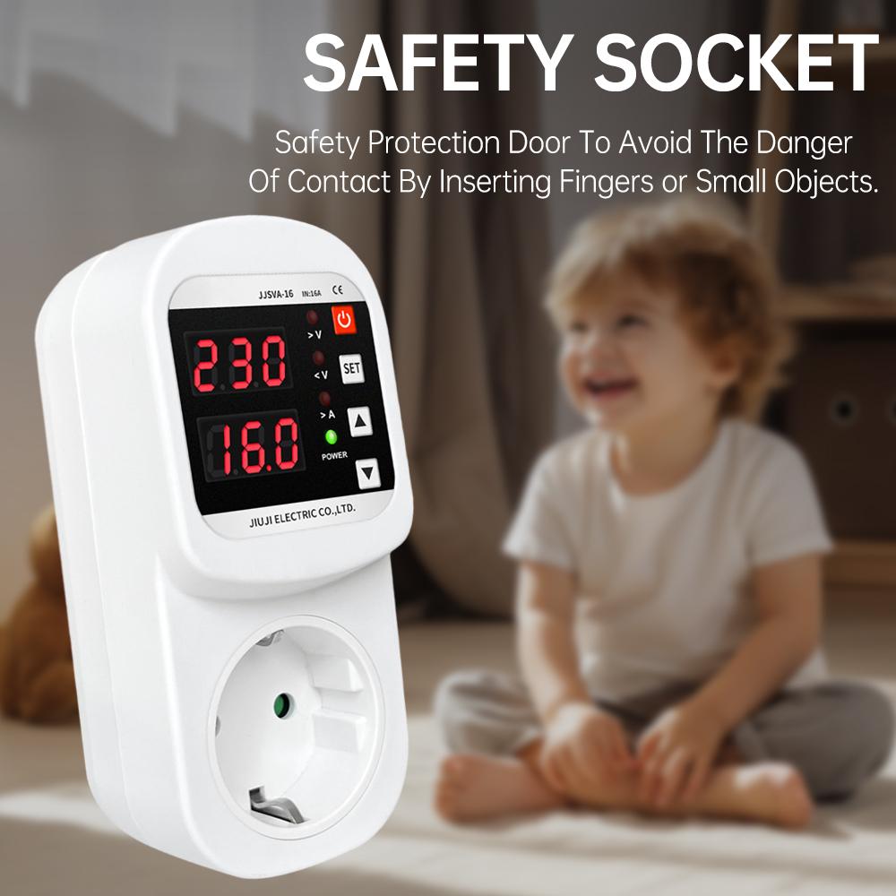 AC 220V LED Display Multifunctional Voltage and Current Protection Socket Multifunctional Protecting Socket with Automatic Reset