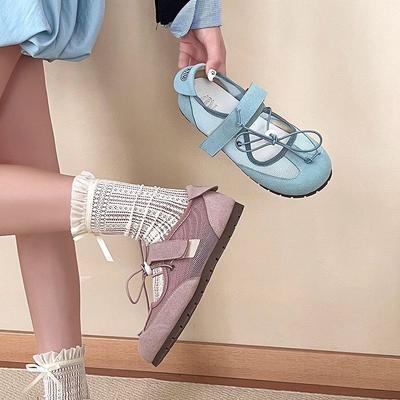 Frühling vielseitige Mary Jane Schuhe Nischenmode silberne Ballerinas Damen Freizeitschuhe