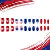 4th of July Press On Nail Square French Tip Fake Nail Independence False Nail with American Flag Star Stick On Nail