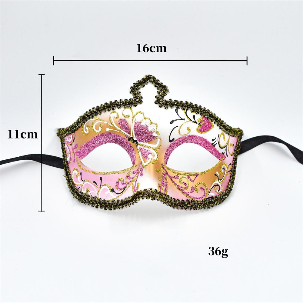 Party Bar Makeup Ball Half Face Men's Painted Gold Powder Mask Handmade Princess Mask Women's Handmade Dance Props