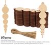 Inkdotpot 40 Stück unlackierte Holzornamente mit Löchern, 8,9 cm, vorgebohrte Naturholzscheiben zum Basteln, Holz-DIY-Weihnachtsornamente, zum Aufhängen, Juteseilen