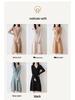 Women's Extra-Long V-Neck 100% Wool Knitted Dress with Thickened Waist-Cinching Skirt - Autumn/Winter Collection