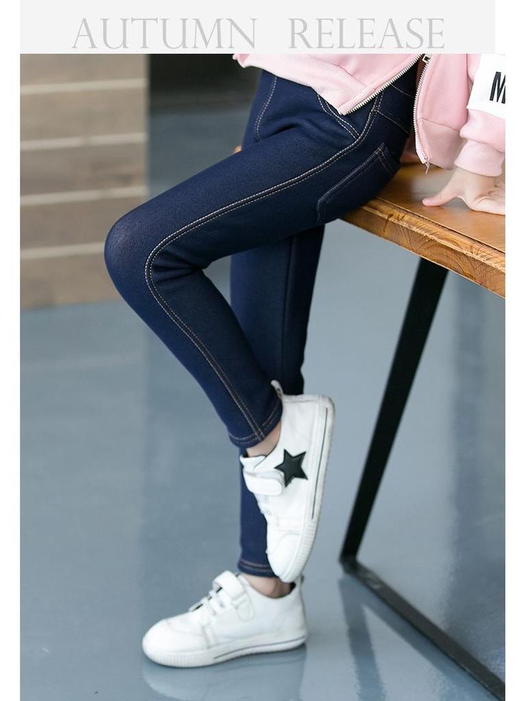 Kids' Winter Thickened Fleece-Lined Jeggings for Girls - Trendy Korean Style