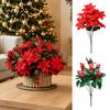 Seasonal Home Decor for Winter Holidays Artificial Poinsettia Flowers, Christmas Red Bouquet with Berries, Faux Silk Fake Floral Sprays Vase