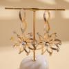 Metal sense diamond chain hollow flower steel needle earrings fashionable personality light luxury earrings