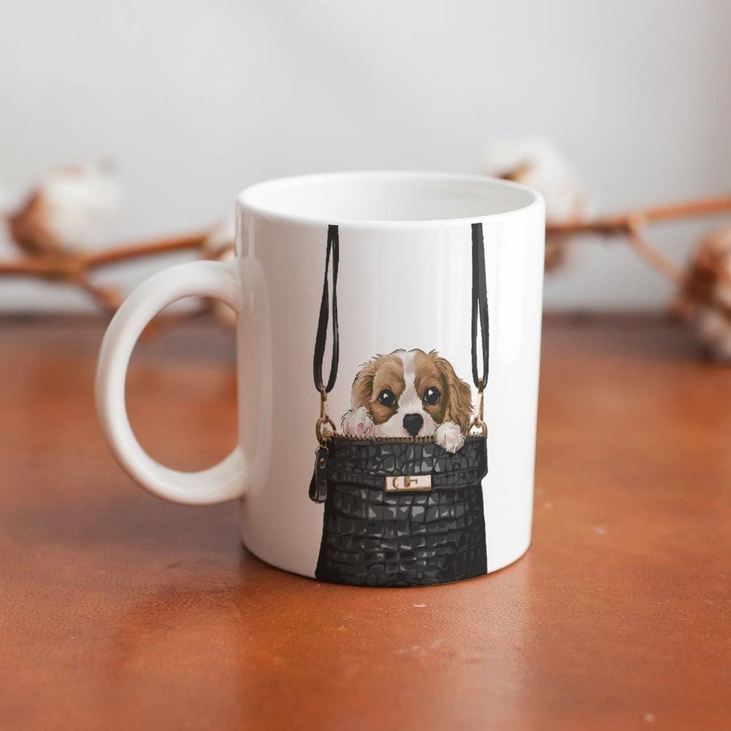 1 Packung 11oz Weiße Keramiktasse Mit Klar Gedrucktem Stil Auf Beiden Seiten Stabile Kaffeetasse Für Den Täglichen Heim- und Bürogebrauch