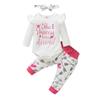 Neugeborenes Baby Buchstaben Strampler Oberteile Hosen Stirnbänder Prinzessinnen Set Outfits
