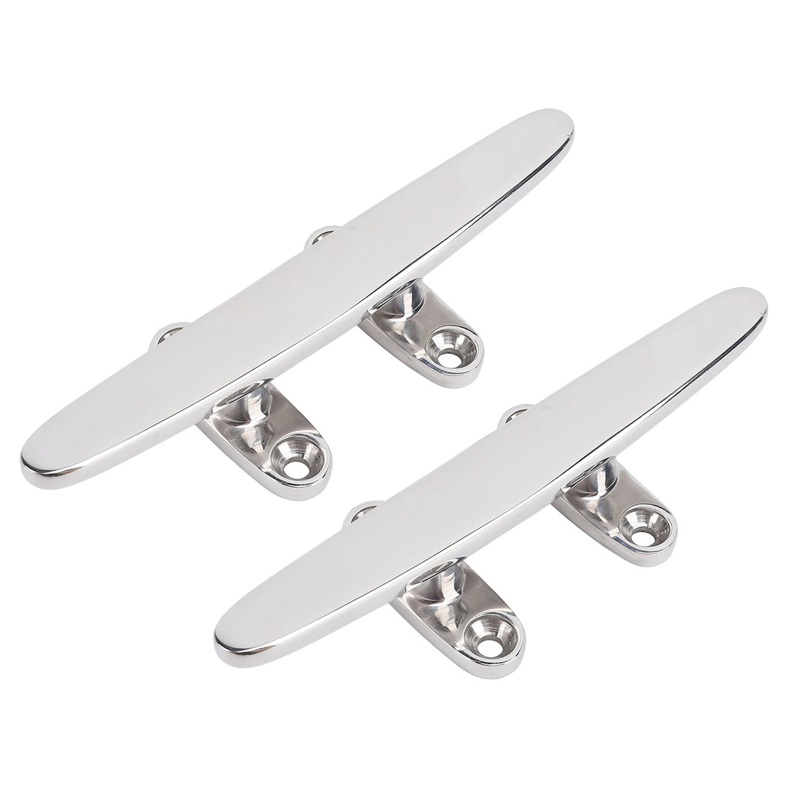 

2Pcs 6in Boat Cleat 316 Stainless Steel Heavy Duty Flat Marine Grade Rope Cleat for Yacht Speedboat Cargo Ship