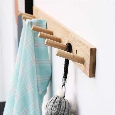 Practical Decoration Wall Mounted Hanger Room Hooks Key Hallway Storage Holders Bamboo Door Clothes Hats Robe Back Rack