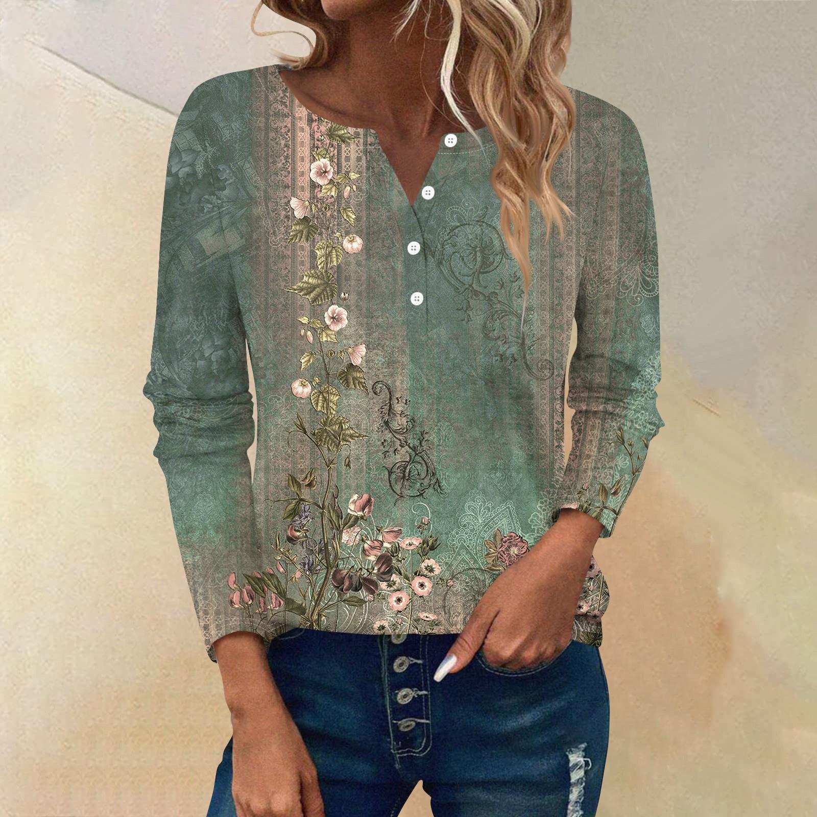 

Женские футболки с длинным рукавом и пуговицами, повседневные туники с V-образным вырезом, женские повседневные топы L