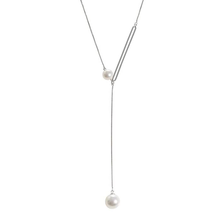 Pearl Long 2 Hypoallergenic To Platinum 925 Present for Women [gulamu Jewelry] [Glamu Jewelry] Necklace, Women's, Necklace, Pearls, Metals, Simple,