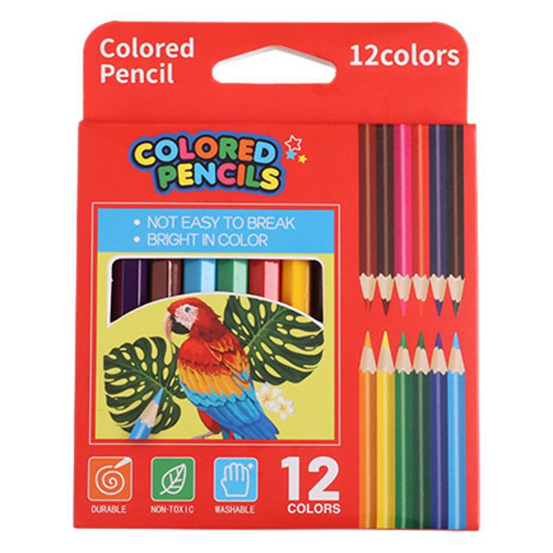12 Short Colored Pencils for Kindergarten Art and Doodling