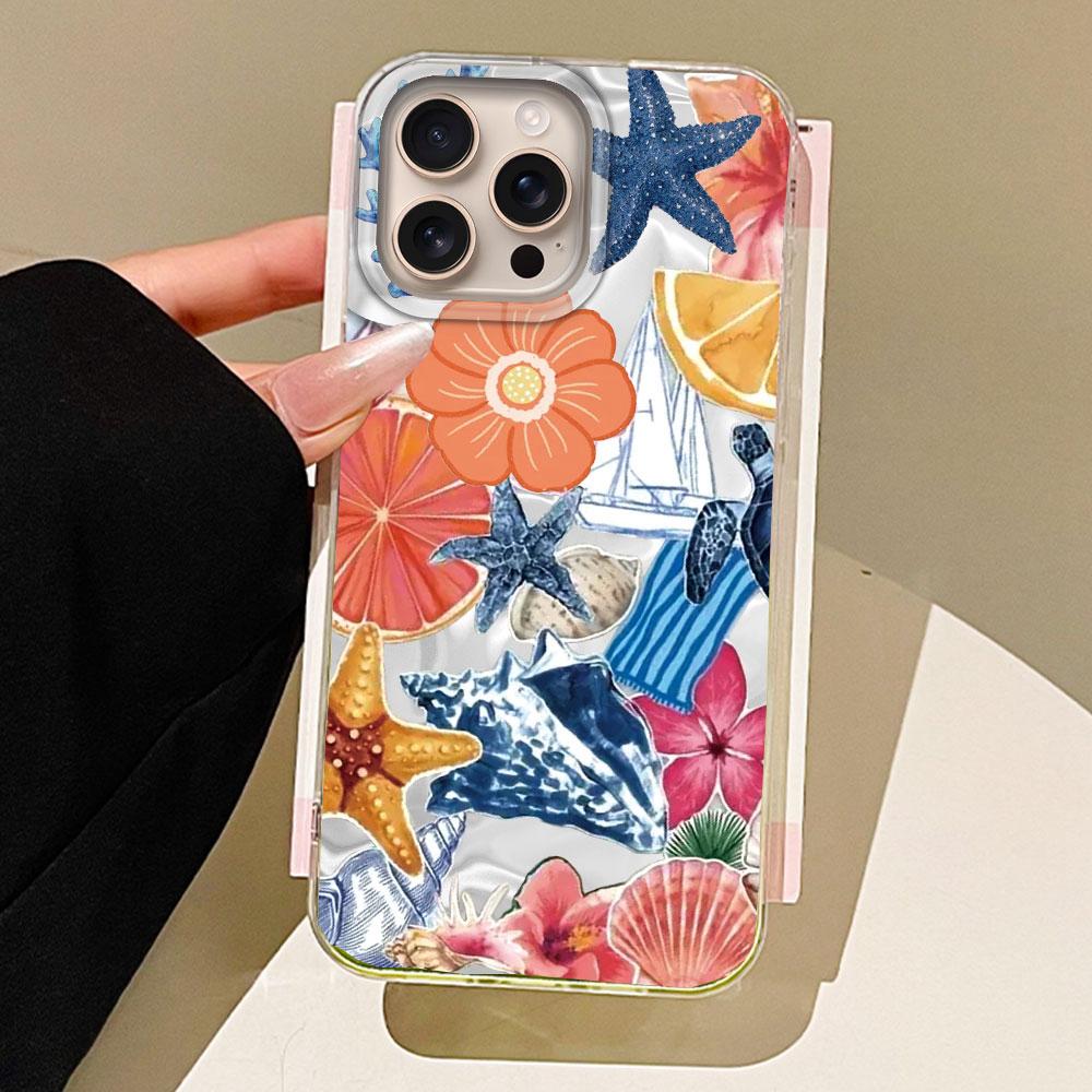 Summer Fruit Sun Face Water Texture Girl Phone Case for Iphone 16 15 14 7 8 Plus 13 11 12 Pro Max X XS XR SE 2022 2020 16e Cover