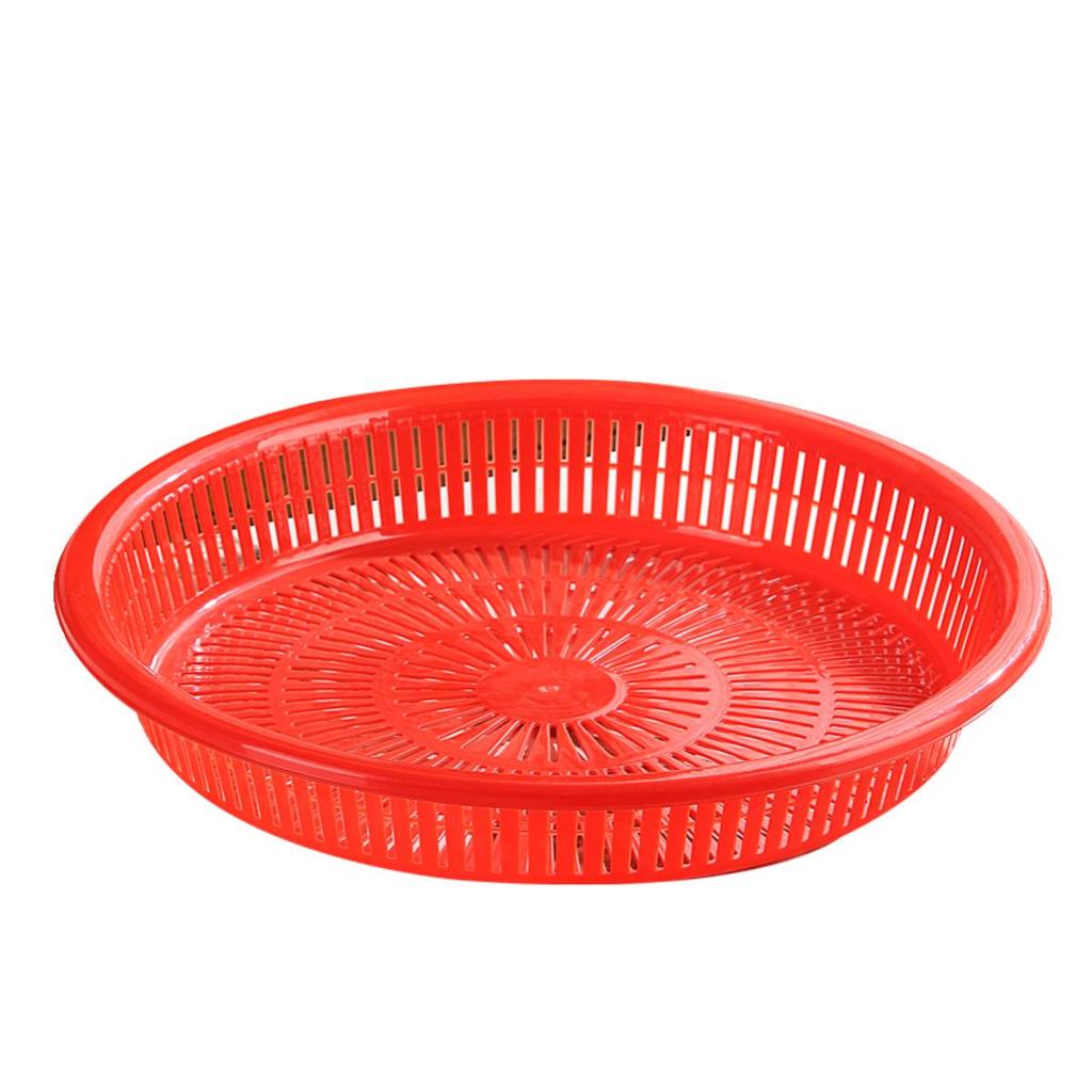 Festive Red Round Plastic Drying Sieve for Household Use