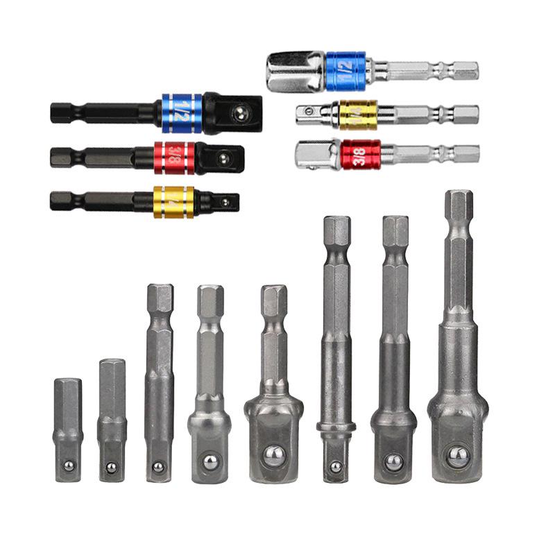 Xinsen Tuo 8pcs Steel Ball Hex Shank Socket Connectors with Color-coded Safety Bead, AD Conversion Extension Rods