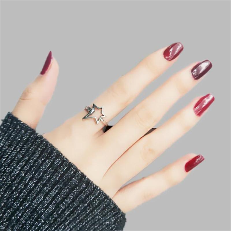 New Simple Personality Irregular Five-pointed Star 925 Sterling Silver Jewelry Hollow Star Lock Chain Opening Rings TYB483