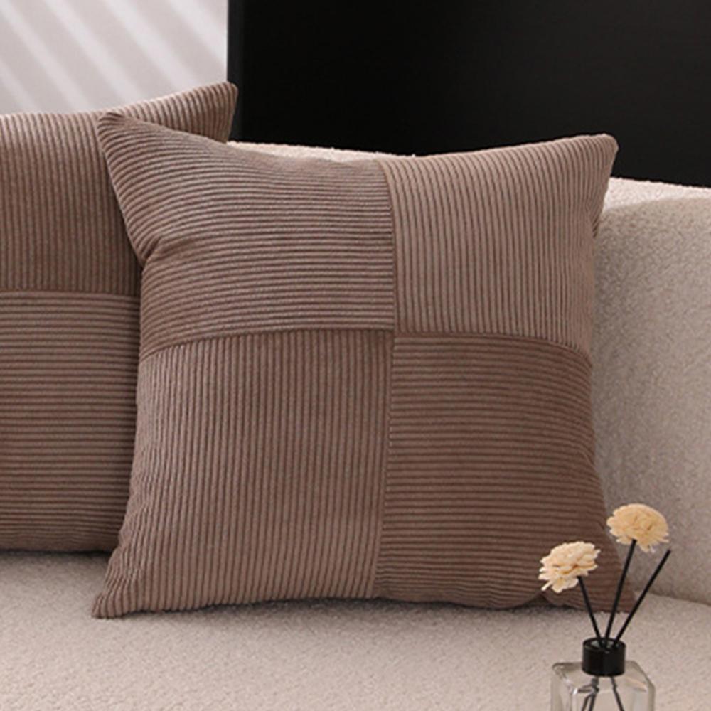 Corduroy Striped Square Cushion Covers Simple Solid Color Pillowcase Cross Patchwork Textured Cushion Case Sofa Home Decor