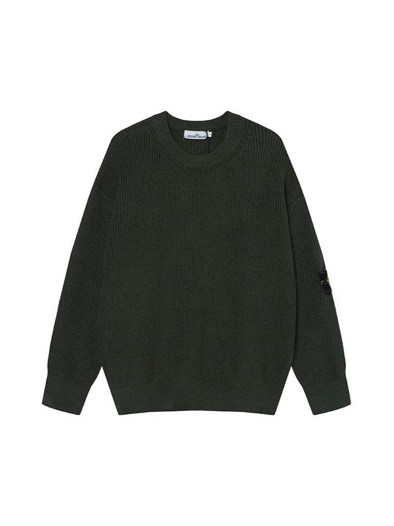 Unisex Solid Color Knit Pullover Sweater with Drop Shoulders
