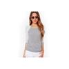 Trim Grey Lace Crew Neck Fitted Tshirt Blended Fabric Hoodie Women Sleeve Long
