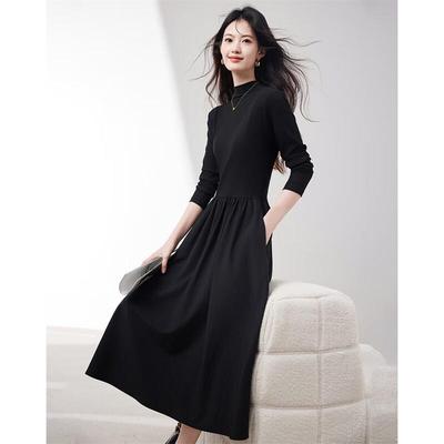 Xinfeyu Women's Long Sleeve Knit A-Line Dress