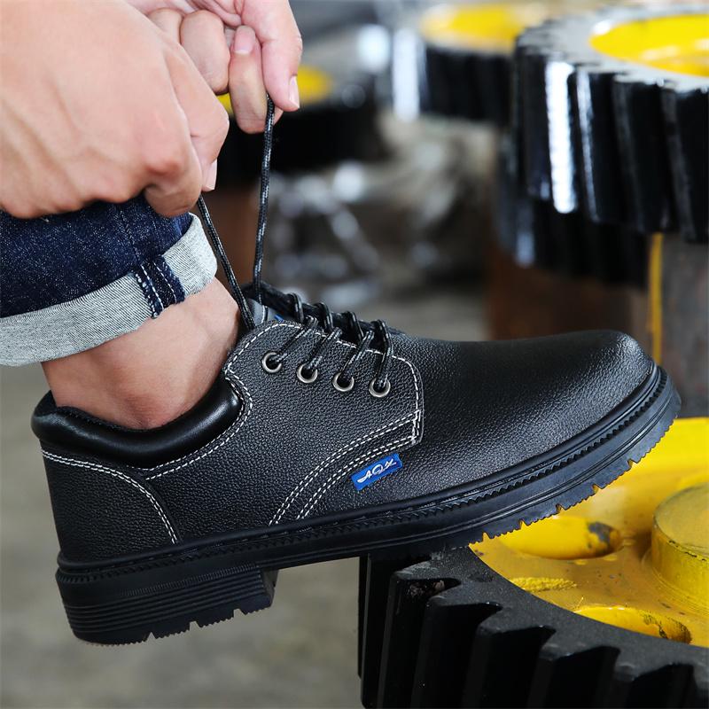Fashion Men Work Safety Shoes Anti Smashing Waterproof Genuine Leather Welding Shoes Indestructible Nail Proof Boot