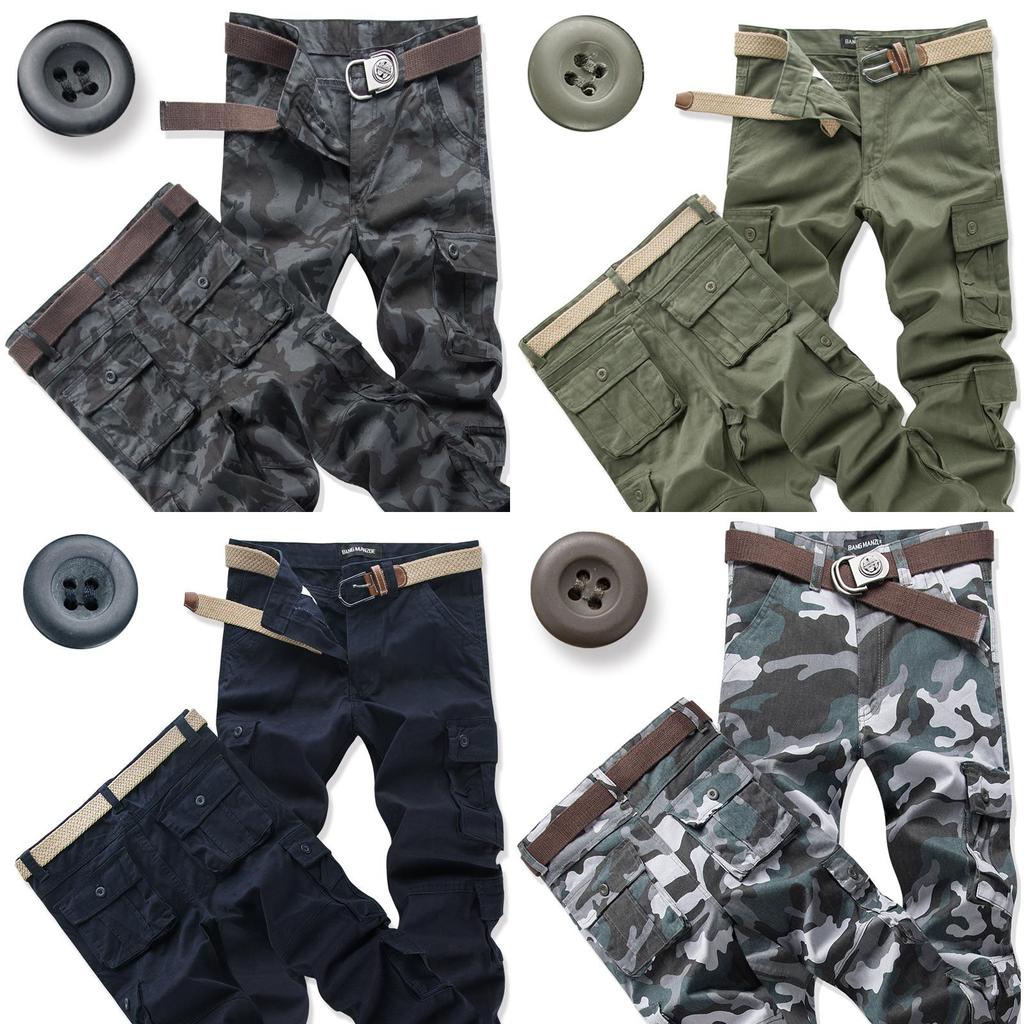 Cargo Pants Men Workwear Cotton Multipocket Durable Casual For Autumn Season